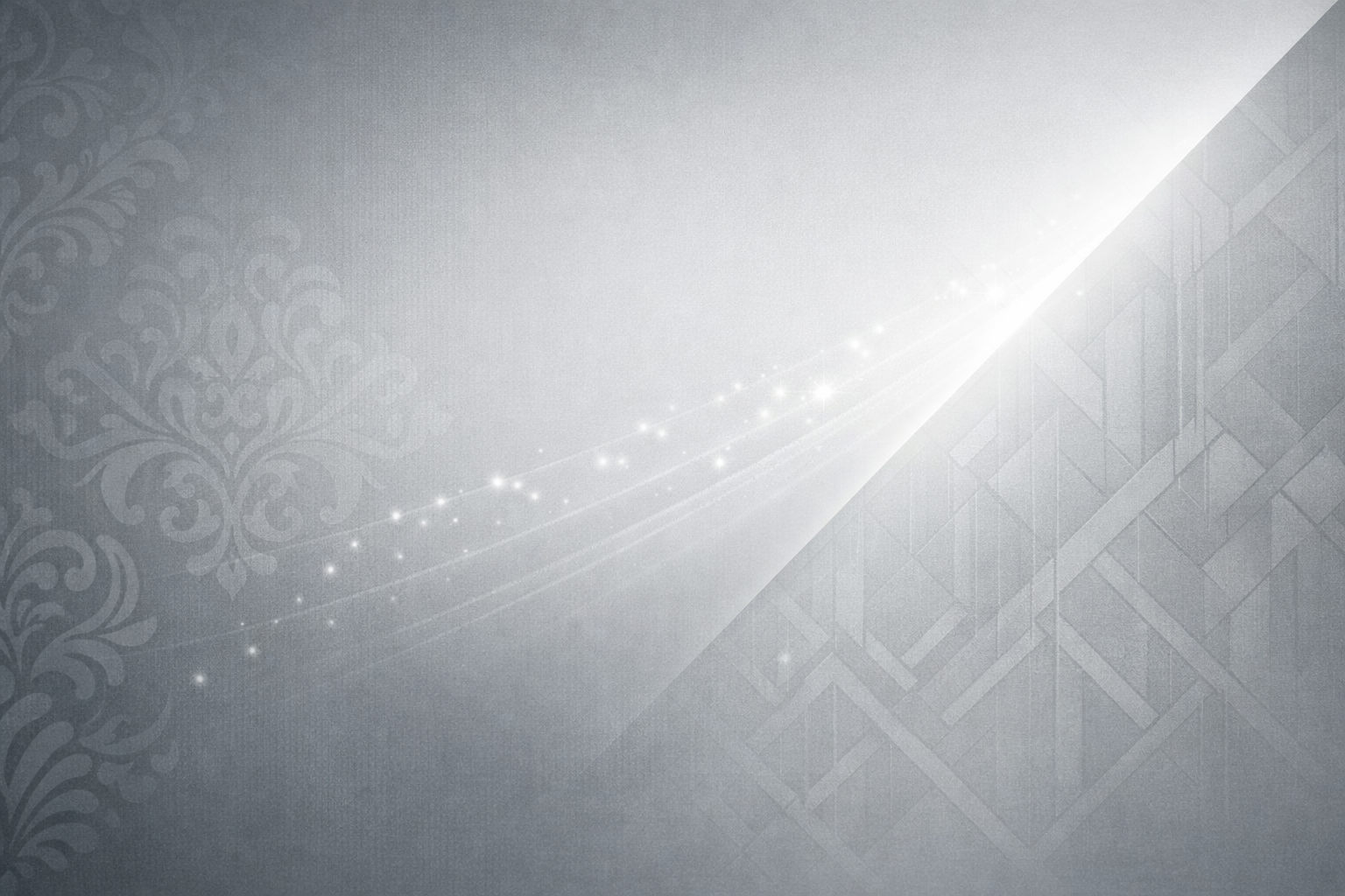 Abstraktes Tapetenbild im Querformat mit grauem Ornamentmuster und diagonalem Lichtstrahl.